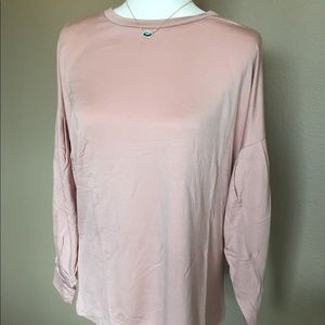 Bobeau Pink Puff Sleeve Sweatshirt